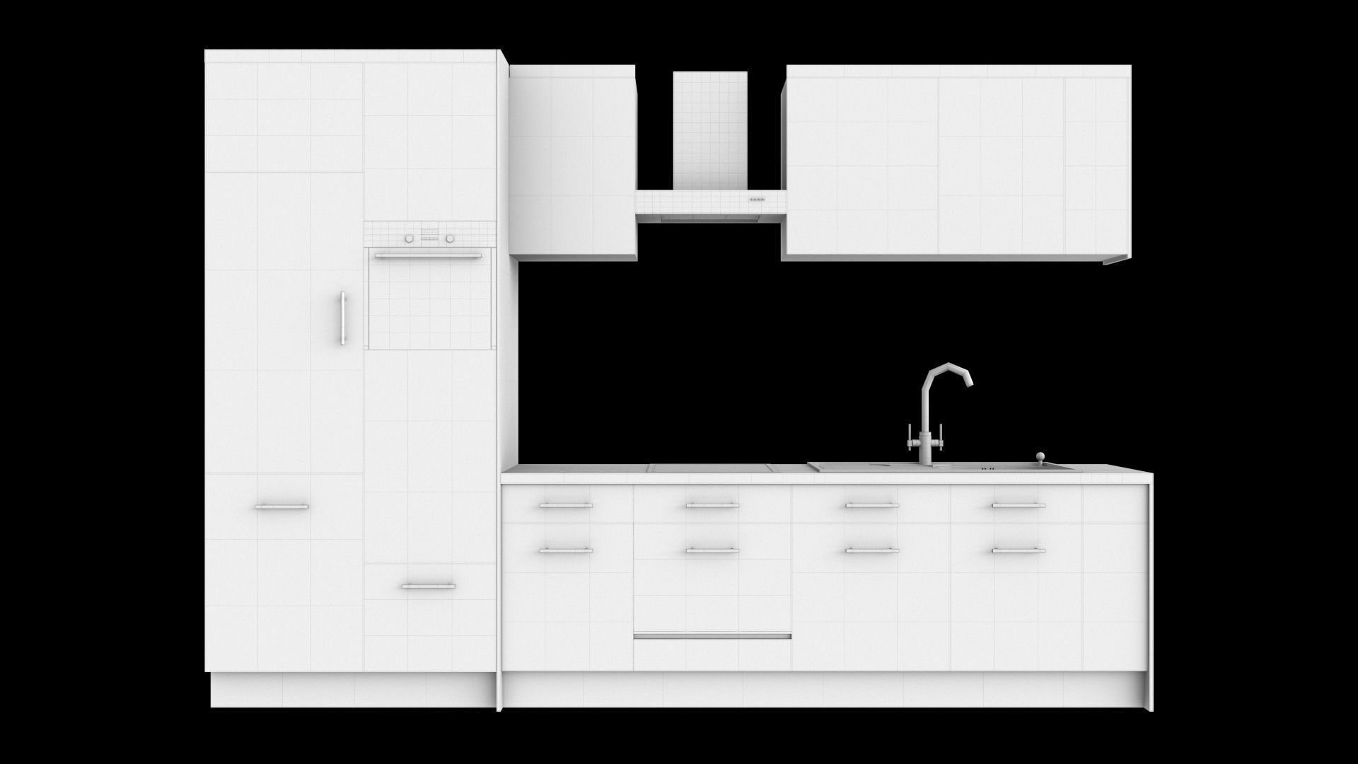 Photorealistic Modern Kitchen Furniture 3D model_1