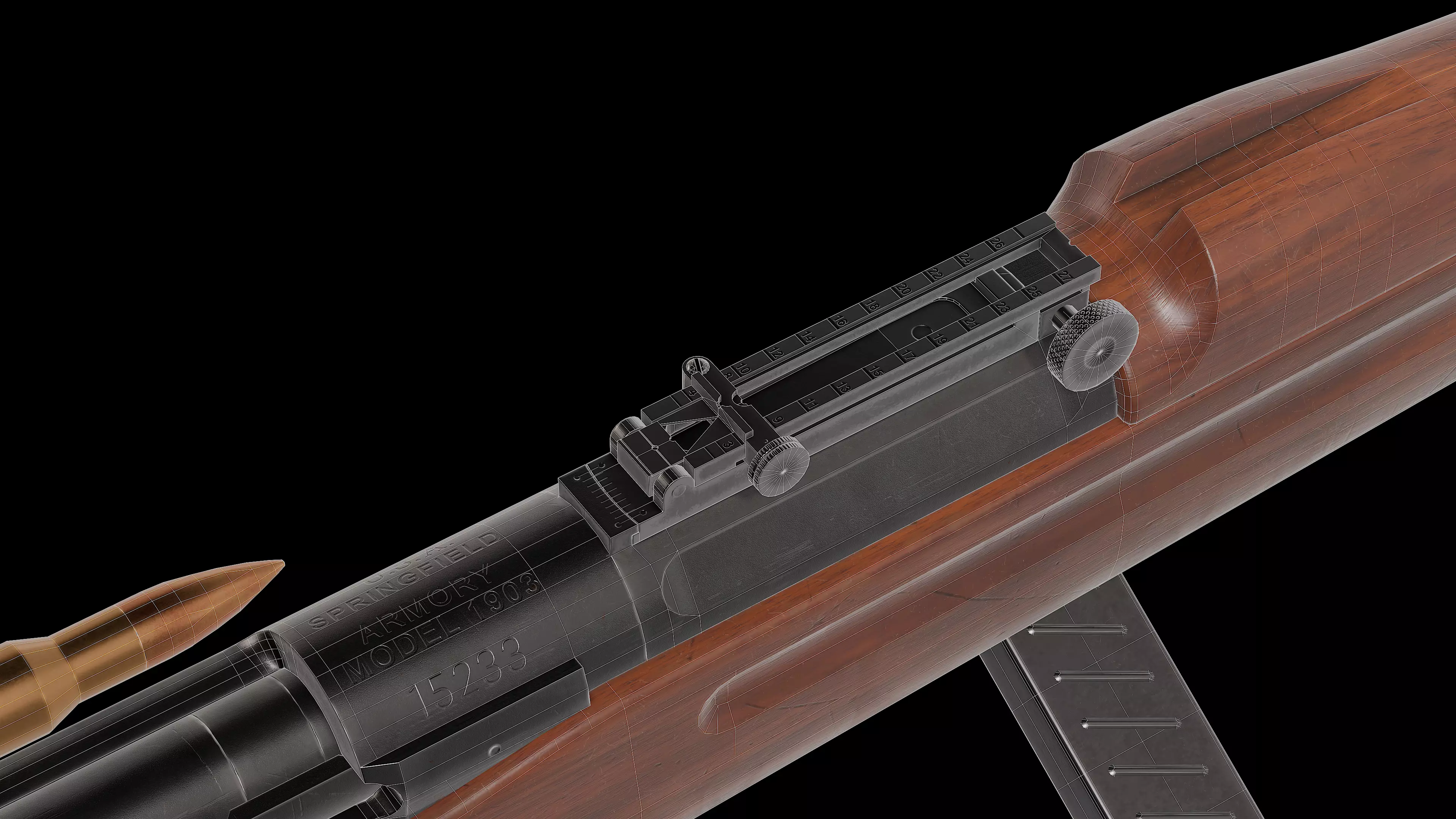 3D model Springfield M1903 Mark I with Pedersen Device VR / AR