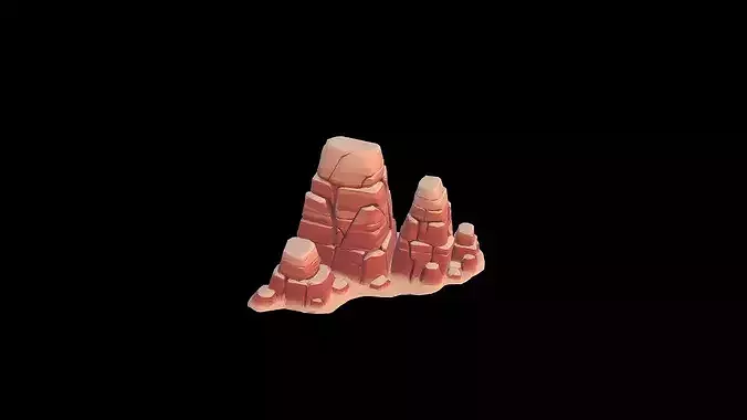 Low Poly Stylized Sandstone Cliff Base