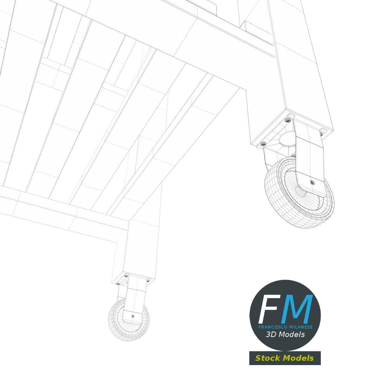 Wooden trolley cart 3D model_8