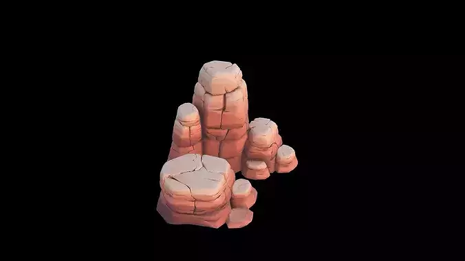 Low Poly Stylized Layered Mesa Outcrop
