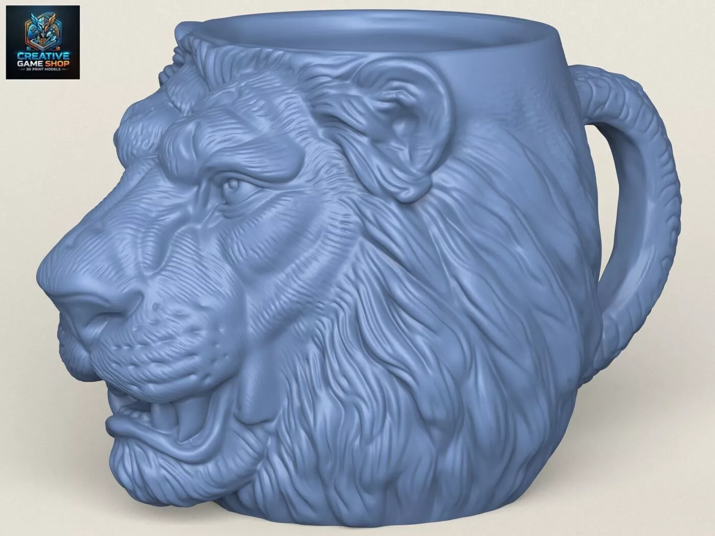 Lion Head Stylized Mug 3D print model