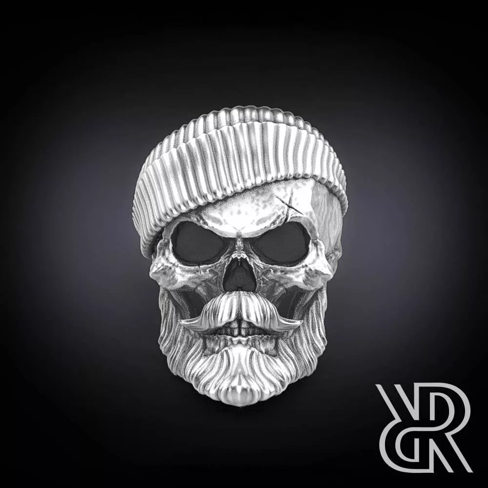 Bearded Skull Ring STL Hipster Gothic Jewelry Model 3D print model