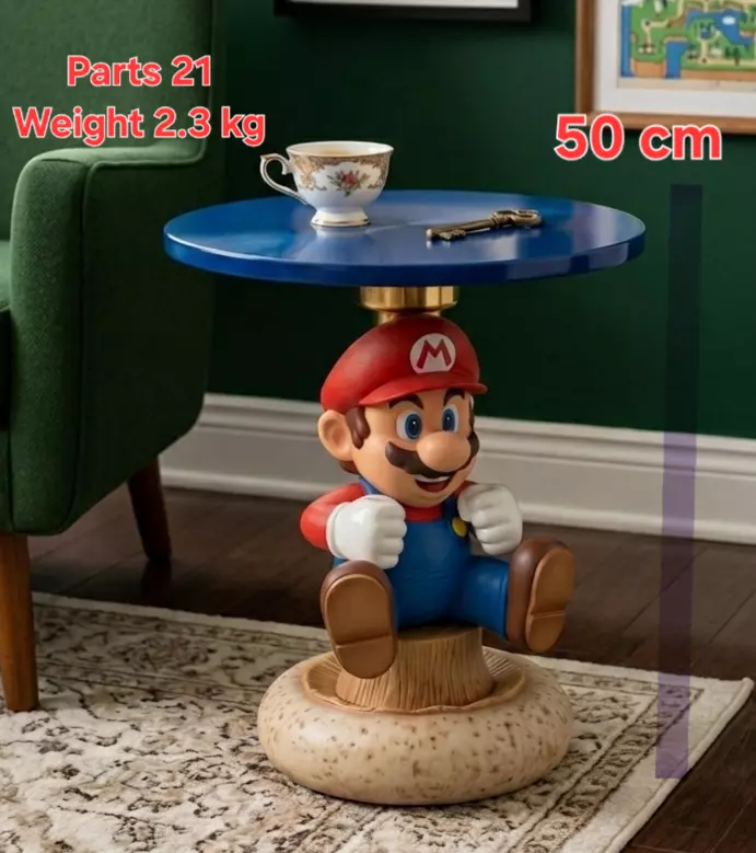 Super Mario 3D Printable Table 50cm Multipart Nintendo Decor 3D print model