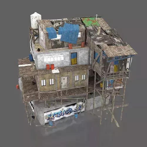Slum style architecture 3D model 7
