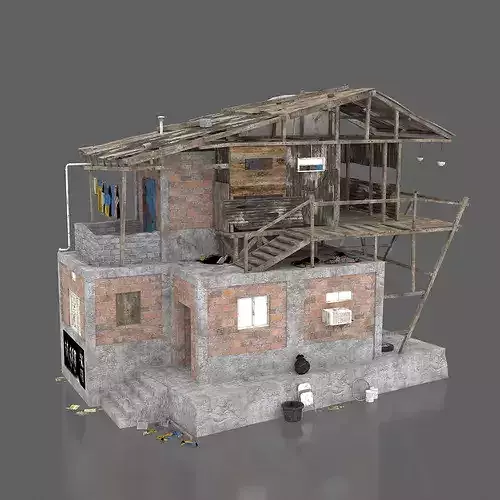 Slum style architecture 3D model 2