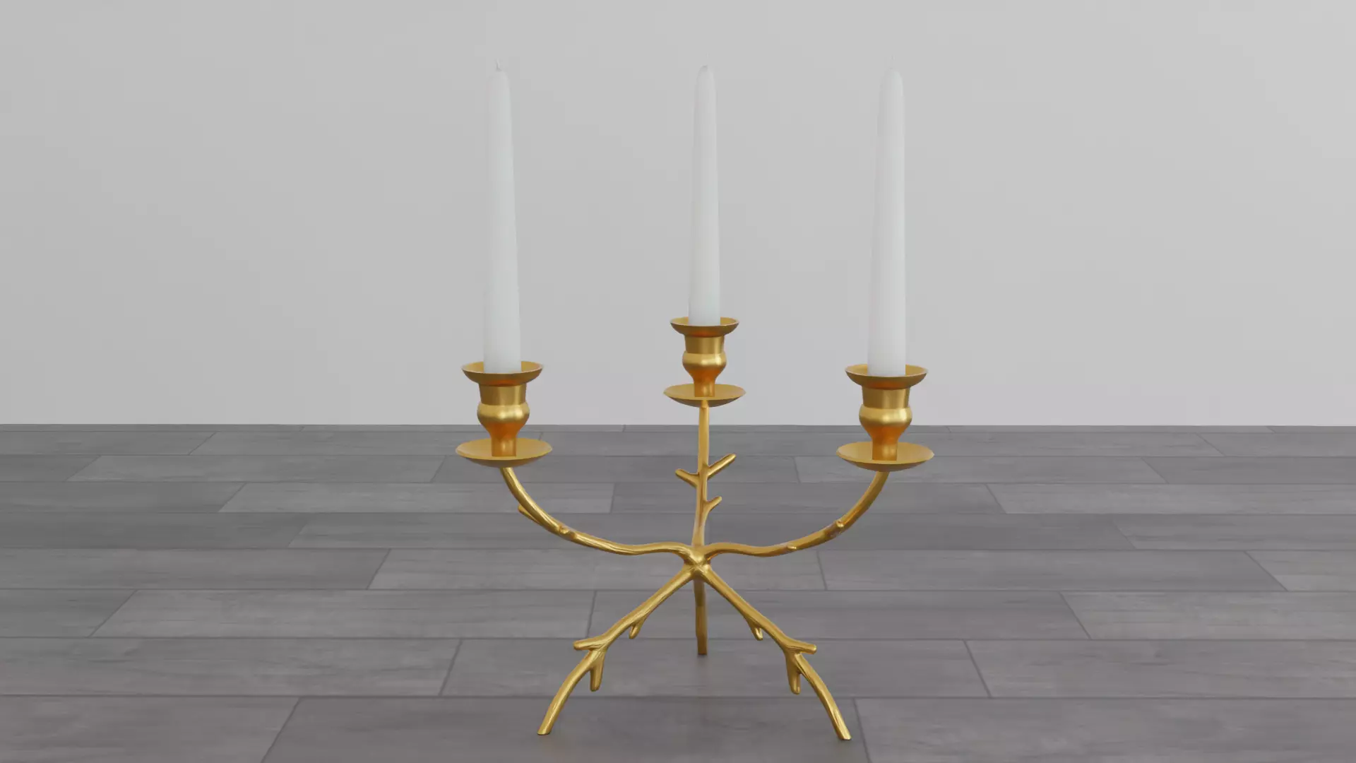 Tree Branch Candle Holder STL 3 Arm Candelabra Decor 3D print model