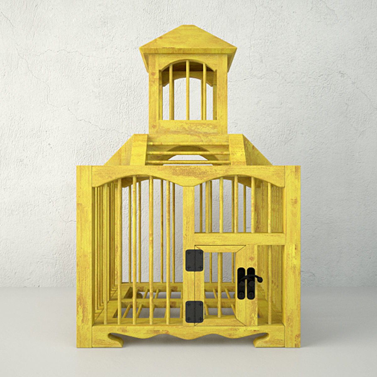 Yellow Decorative Cage by ZARA HOME 3D model_3