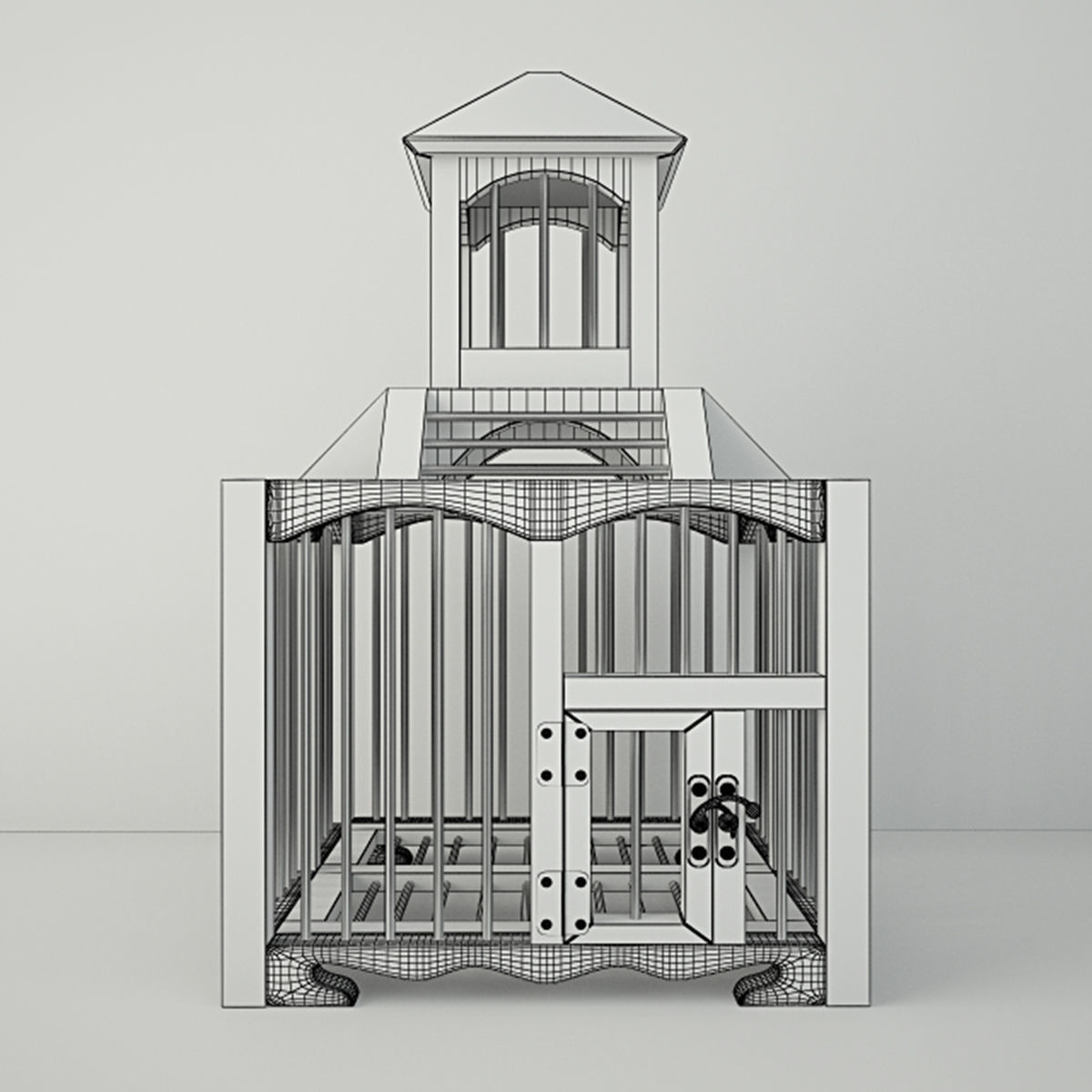 Yellow Decorative Cage by ZARA HOME 3D model_4