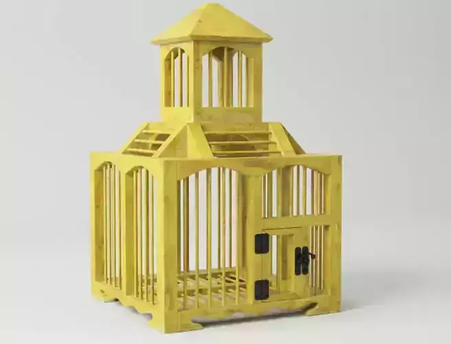 Yellow Decorative Cage by ZARA HOME 3D model