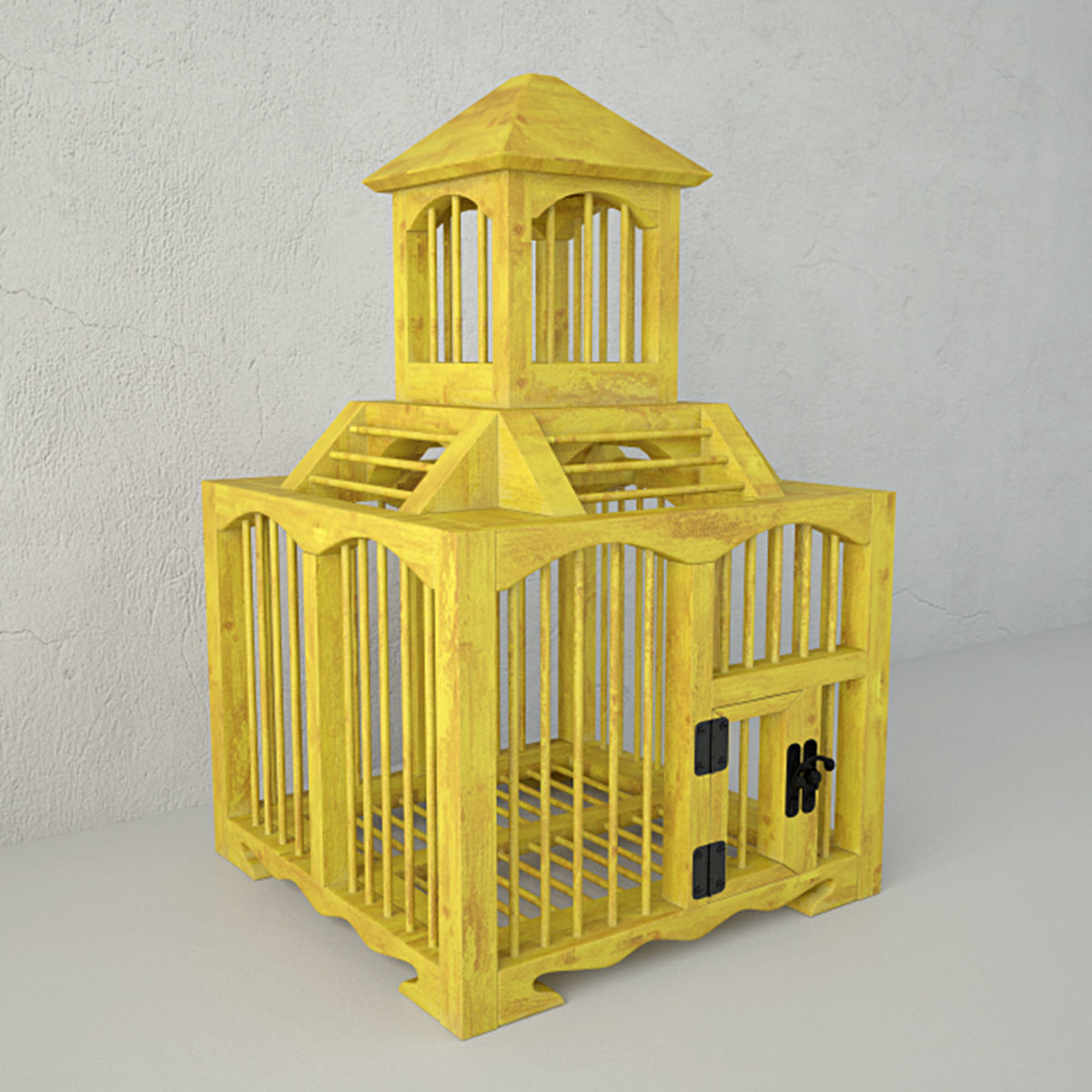 Yellow Decorative Cage by ZARA HOME 3D model_1
