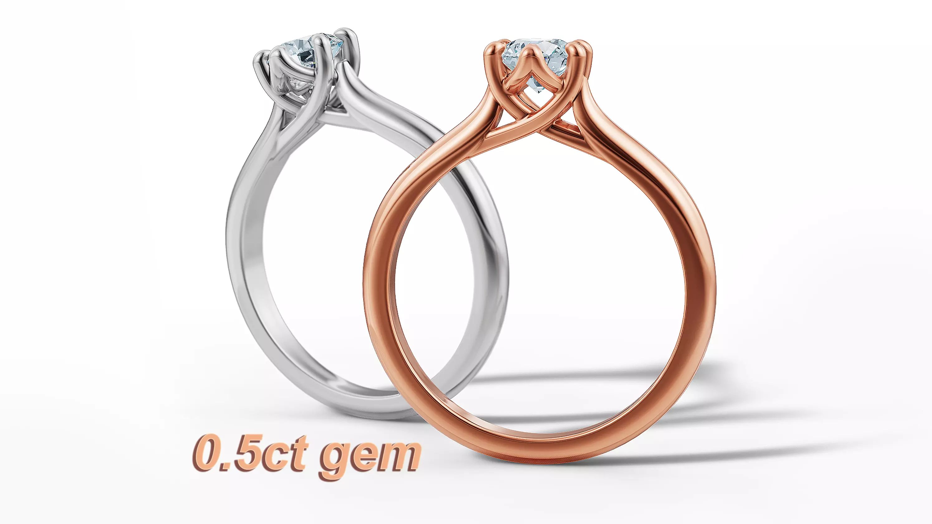 Half Carat Trellis Solitaire Engagement Ring 5mm Stone 3D print model