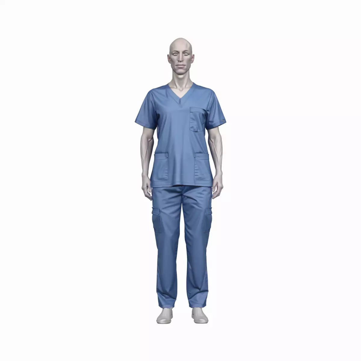 Professional Detailed Blue Surgical Scrubs 3D Model with Fabric Free 3D model
