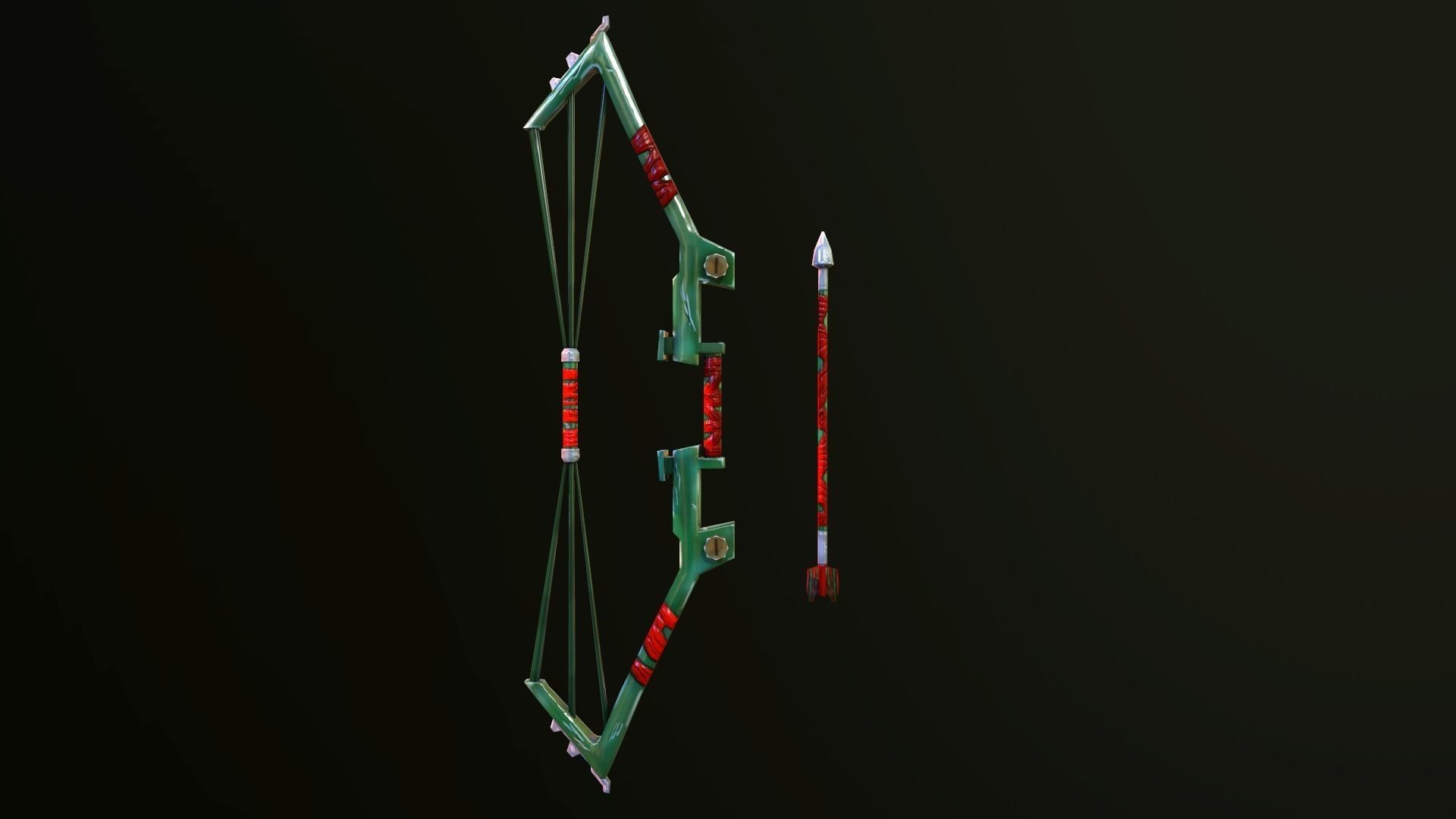 Metal Bow and Arrow Free low-poly 3D model