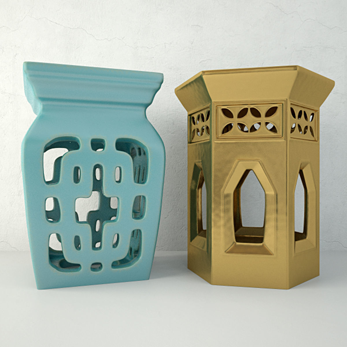 Ceramic garden stools 4 3D model_1