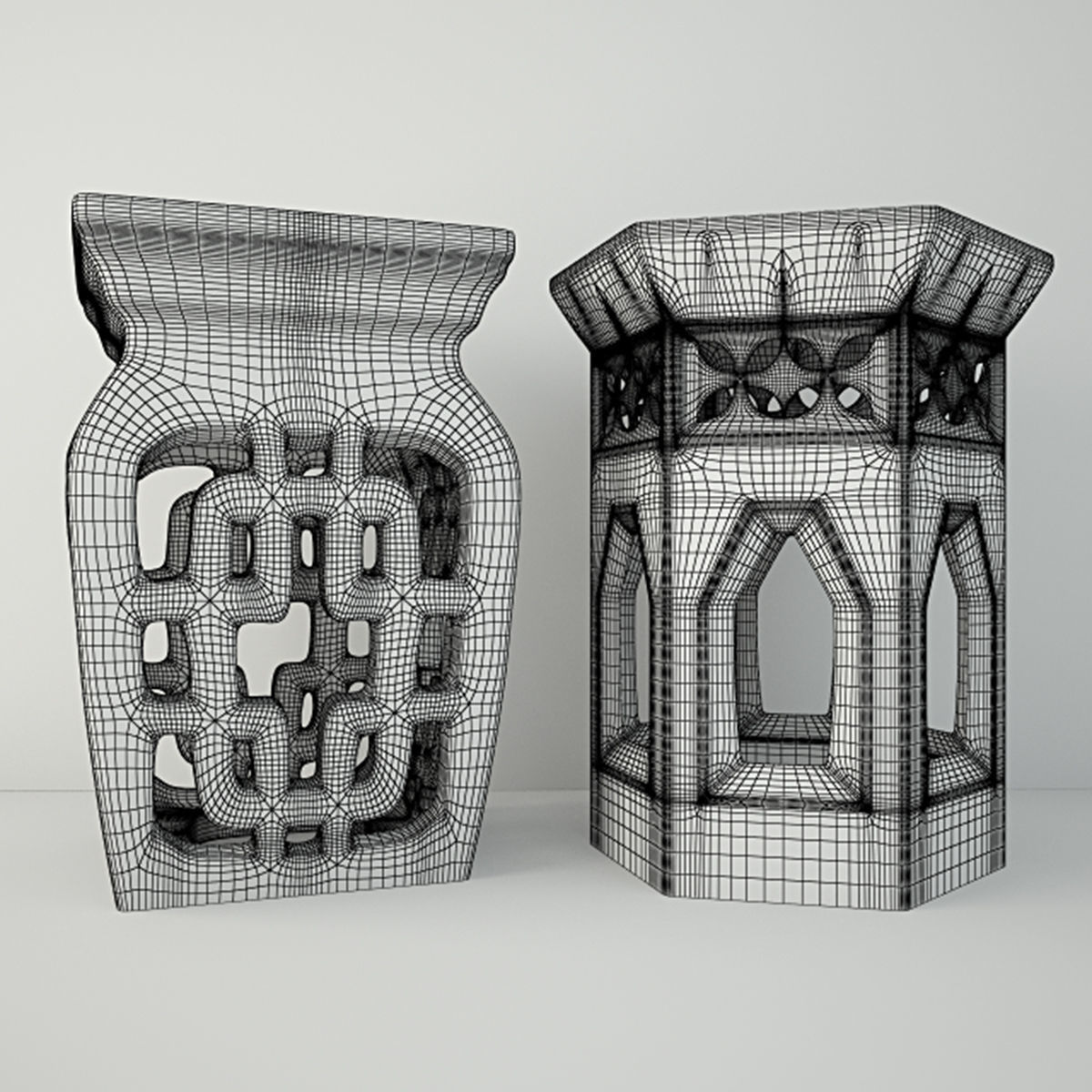 Ceramic garden stools 4 3D model_2