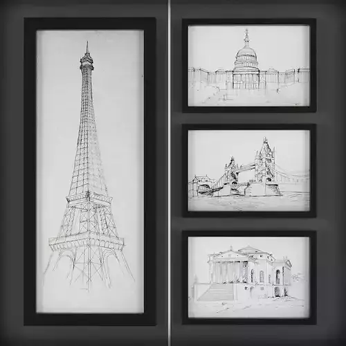 Picture Frames Low-poly 3D model