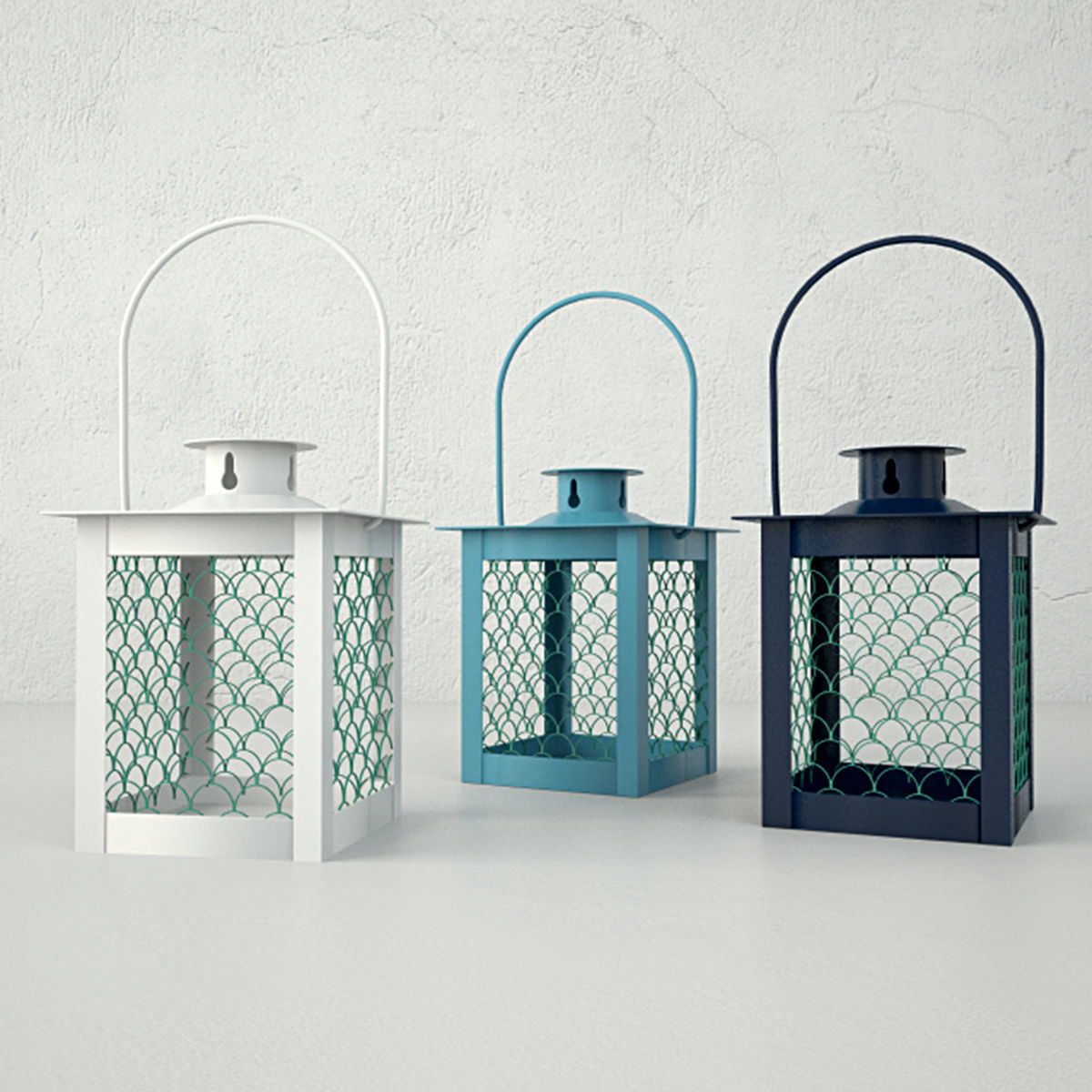 Coloured lanterns and tealightholders 3D model_3