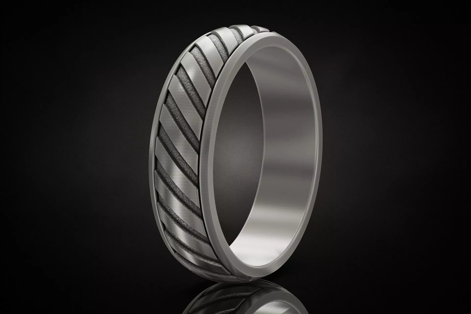 Wedding Band With Diagonal Pattern 3D print model