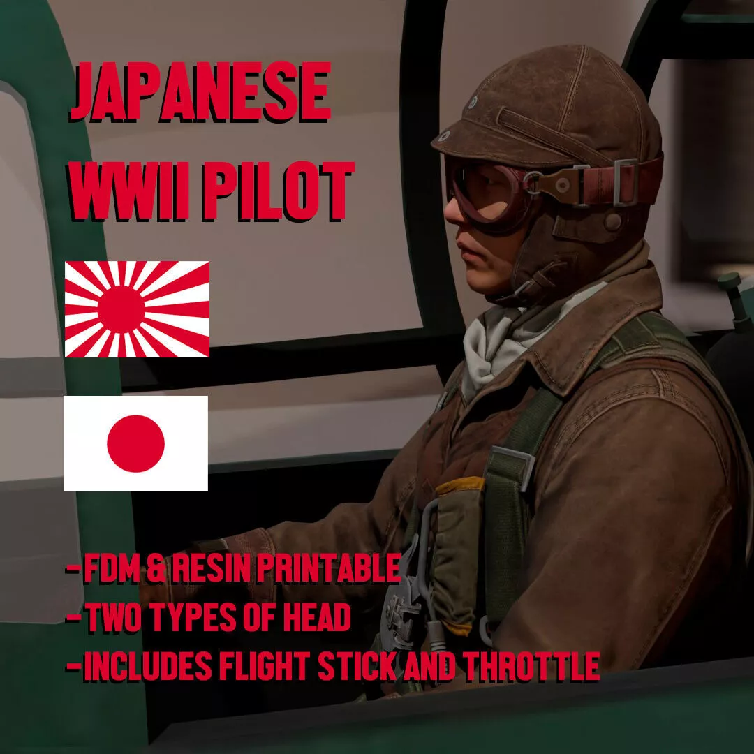 Japanese WWII Fighter Pilot 3D print model