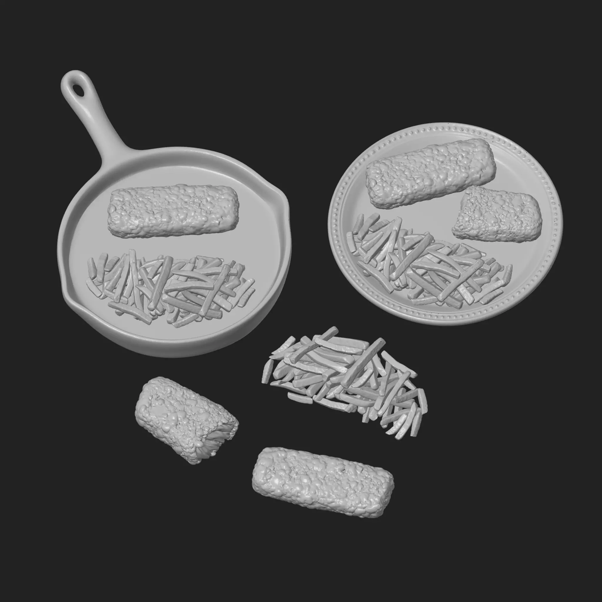 Fish and Chips Dinner 3D print model