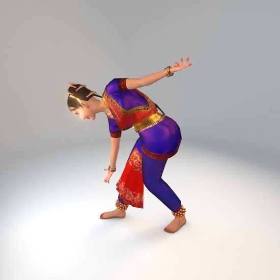 Bharatanatyam Dancer Female Rigged Low-poly 3D model_5