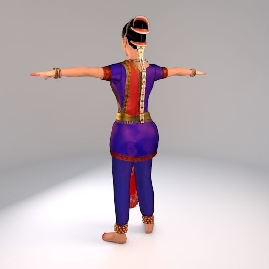 Bharatanatyam Dancer Female Rigged Low-poly 3D model_8