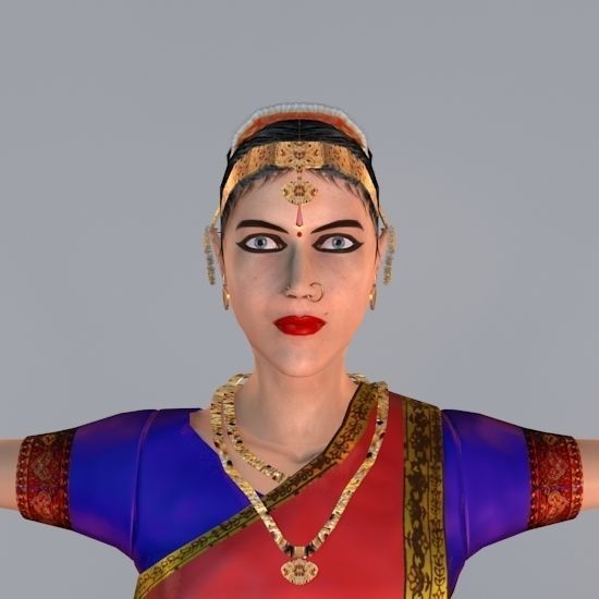 Bharatanatyam Dancer Female Rigged Low-poly 3D model_7