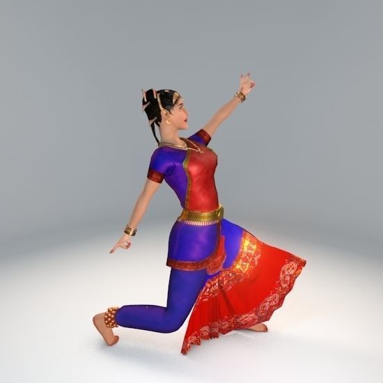 Bharatanatyam Dancer Female Rigged Low-poly 3D model_2