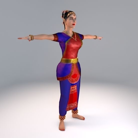 Bharatanatyam Dancer Female Rigged Low-poly 3D model_10
