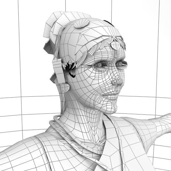 Bharatanatyam Dancer Female Rigged Low-poly 3D model_11