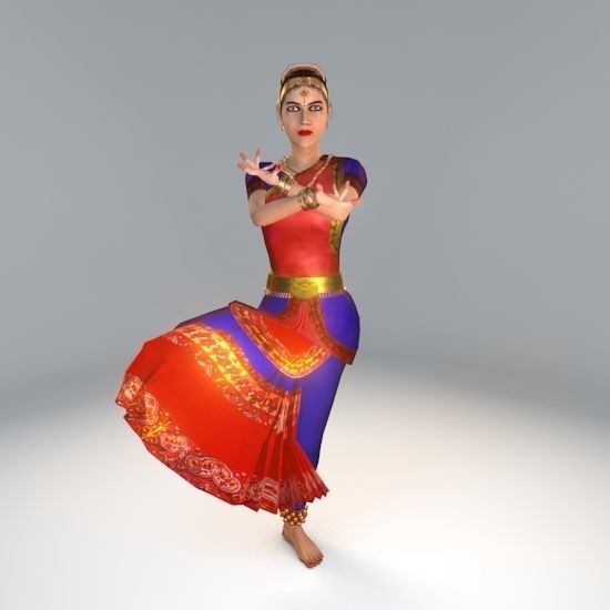 Bharatanatyam Dancer Female Rigged Low-poly 3D model_3