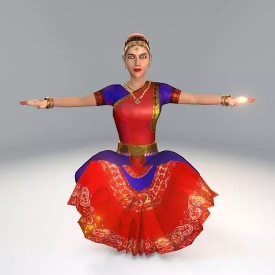 Bharatanatyam Dancer Female Rigged Low-poly 3D model_0