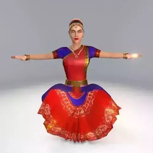 Bharatanatyam Dancer Female Rigged Low-poly 3D model