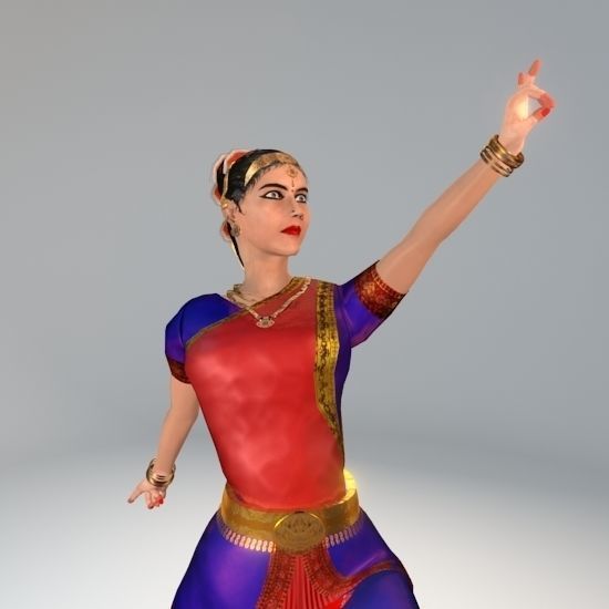 Bharatanatyam Dancer Female Rigged Low-poly 3D model_4