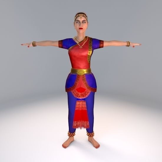 Bharatanatyam Dancer Female Rigged Low-poly 3D model_9
