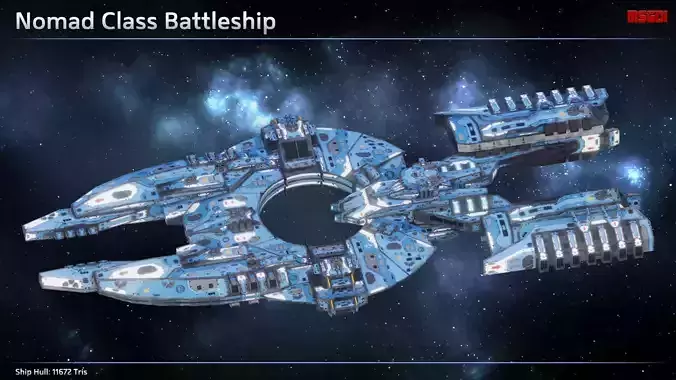 Spaceship Battleship Nomad Low-poly 3D model