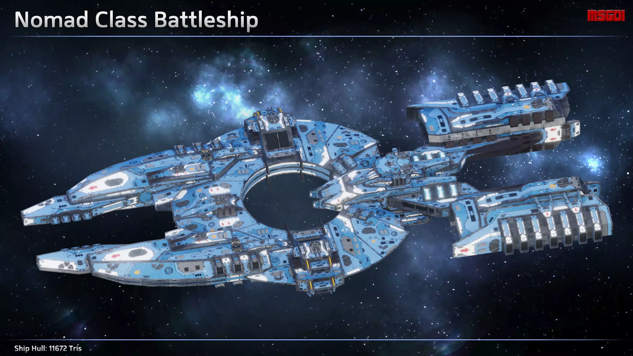 Spaceship Battleship Nomad Low-poly 3D model_0