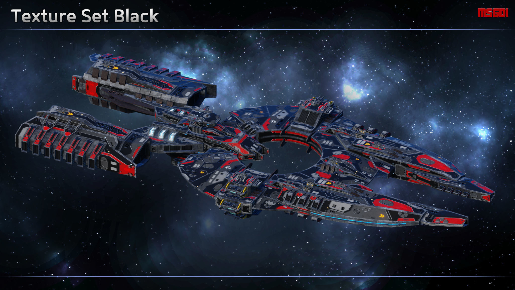 Spaceship Battleship Nomad Low-poly 3D model_7