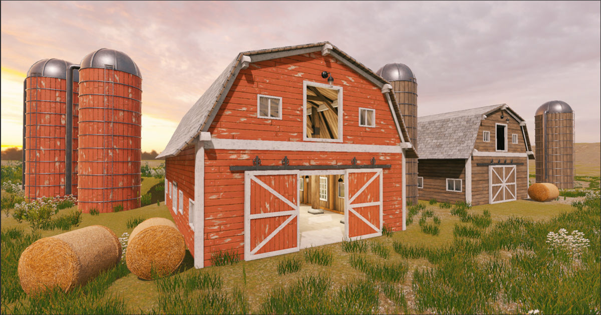 PBR Barn with insulation Low-poly 3D model_5