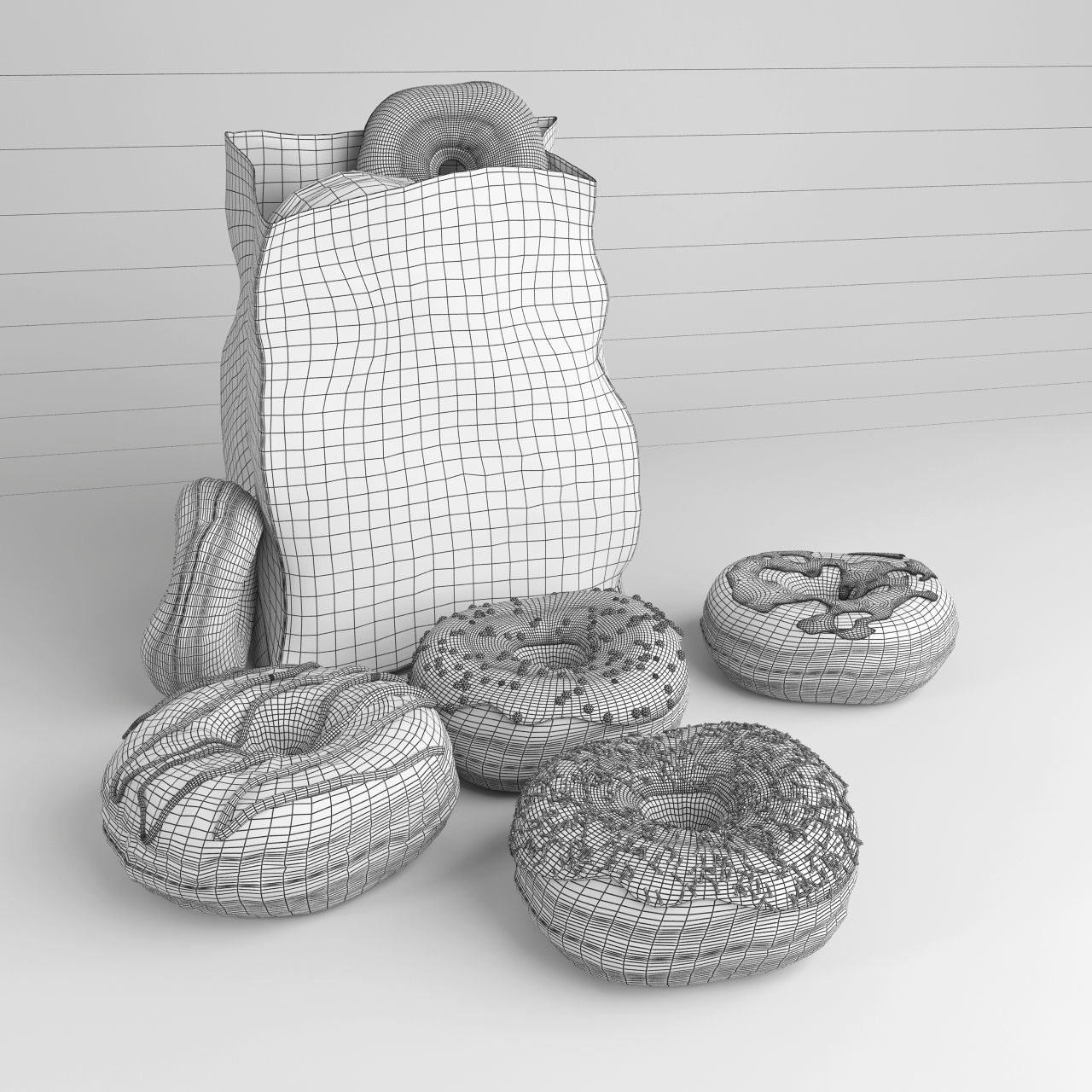 donuts collection hot in bag 3D model_3