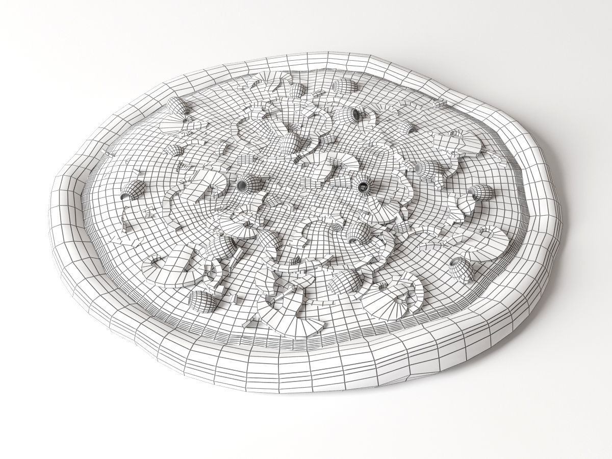 Pizza with olives and mushrooms 3D model_4