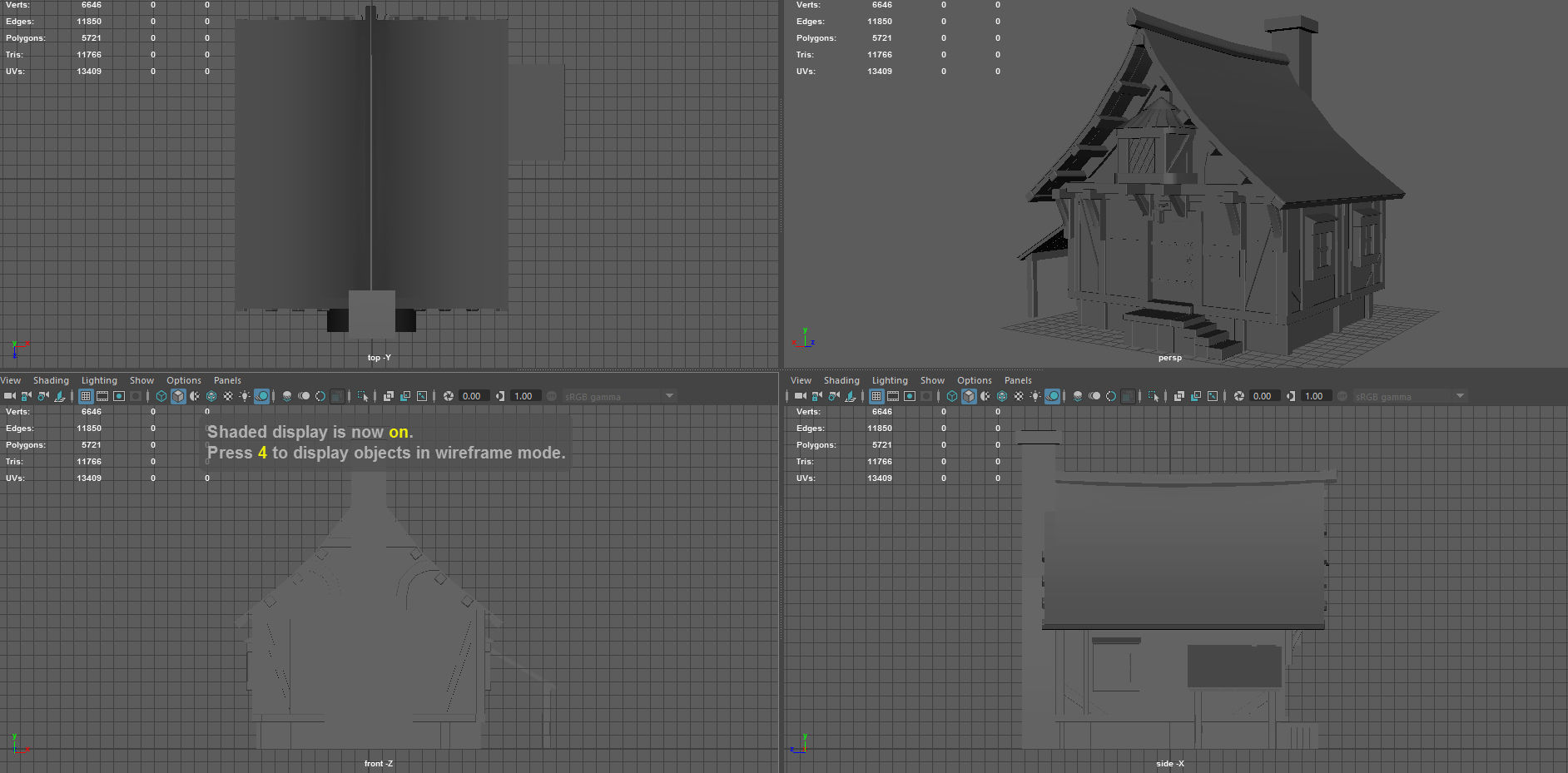 Medieval Town House Low-poly 3D model_12