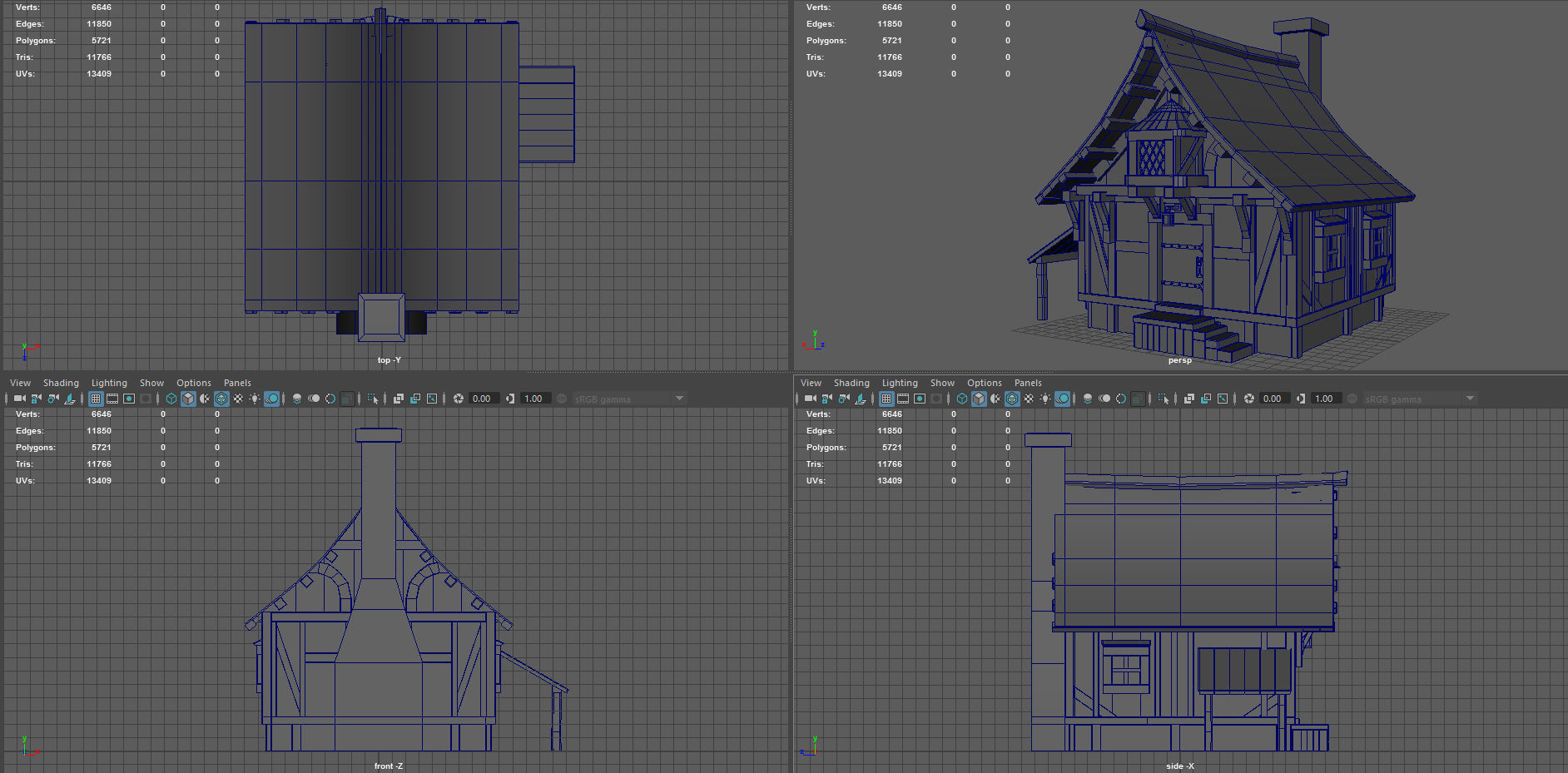 Medieval Town House Low-poly 3D model_13