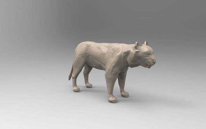 White Tiger 3D Low-Poly 3D print model
