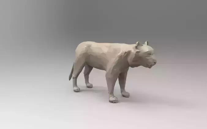 White Tiger 3D Low-Poly 3D print model