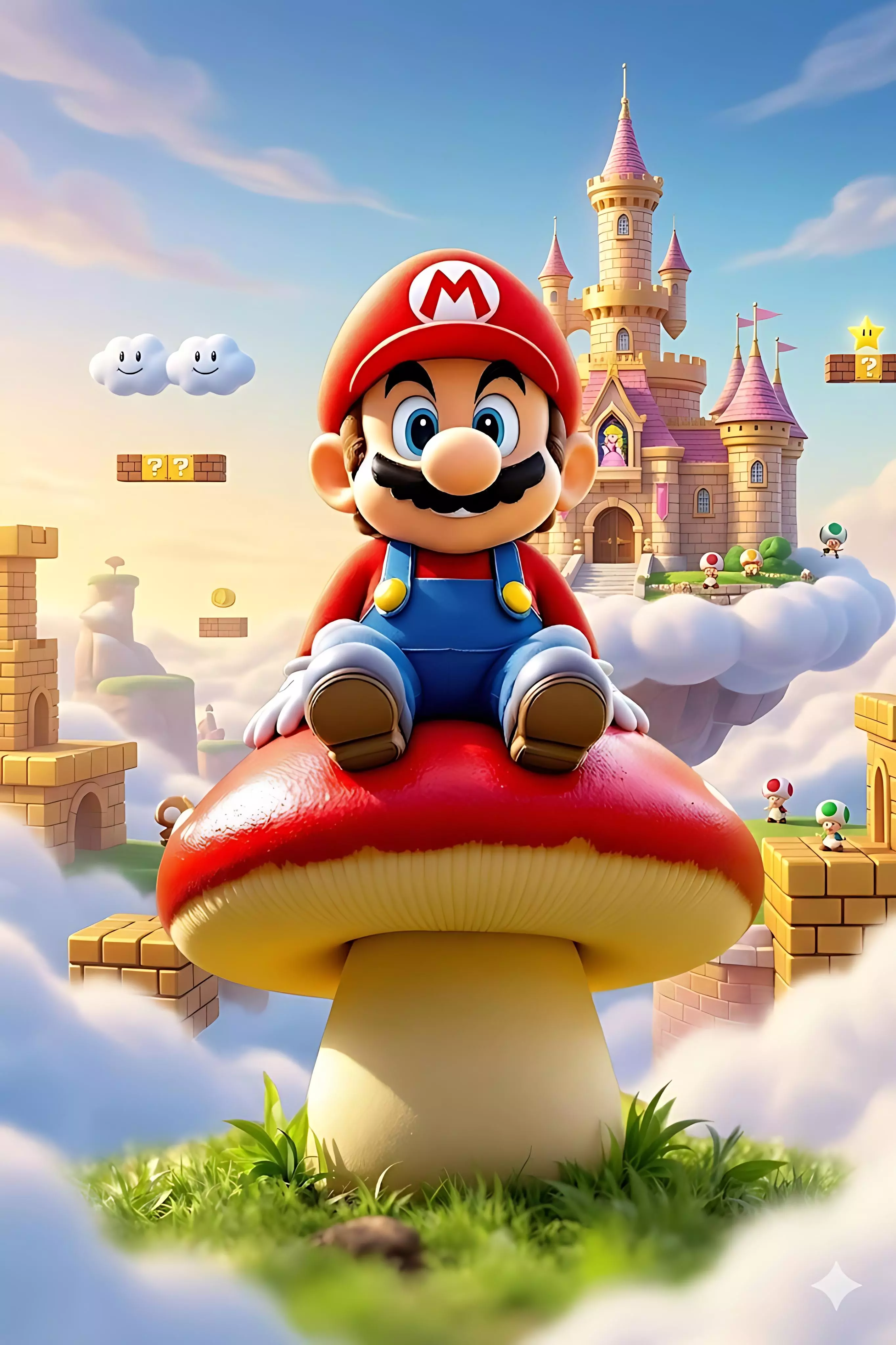 Cartoon Plumber Sitting Mushroom STL 3D Print Figure 3D print model