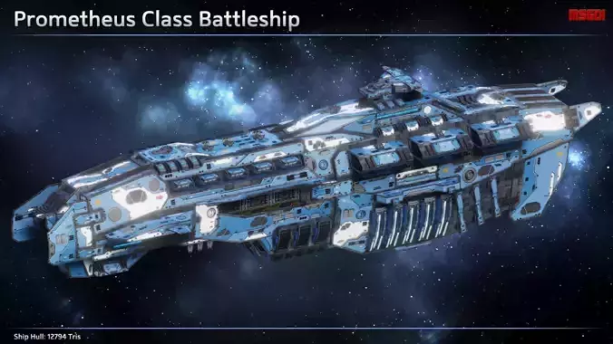 Spaceship Battleship Prometheus Low-poly 3D model
