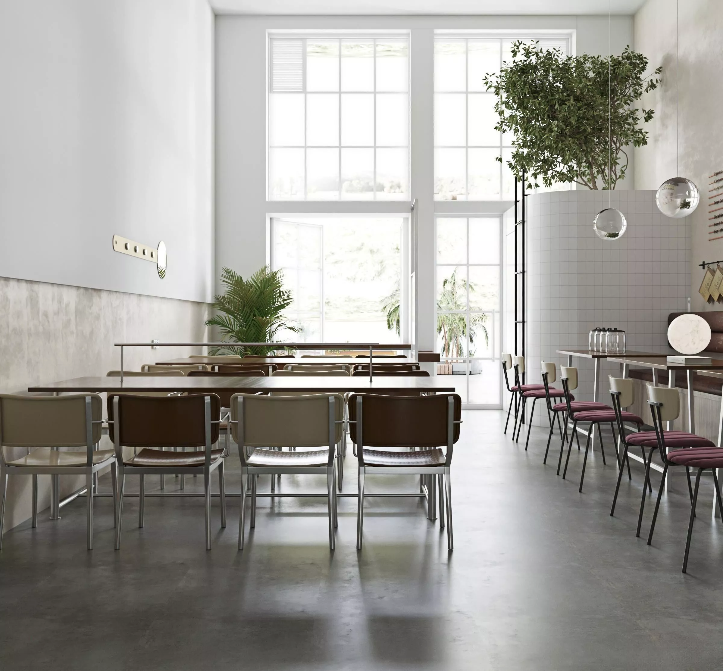 Modern Minimalist Bright Cafe Interior 3D model