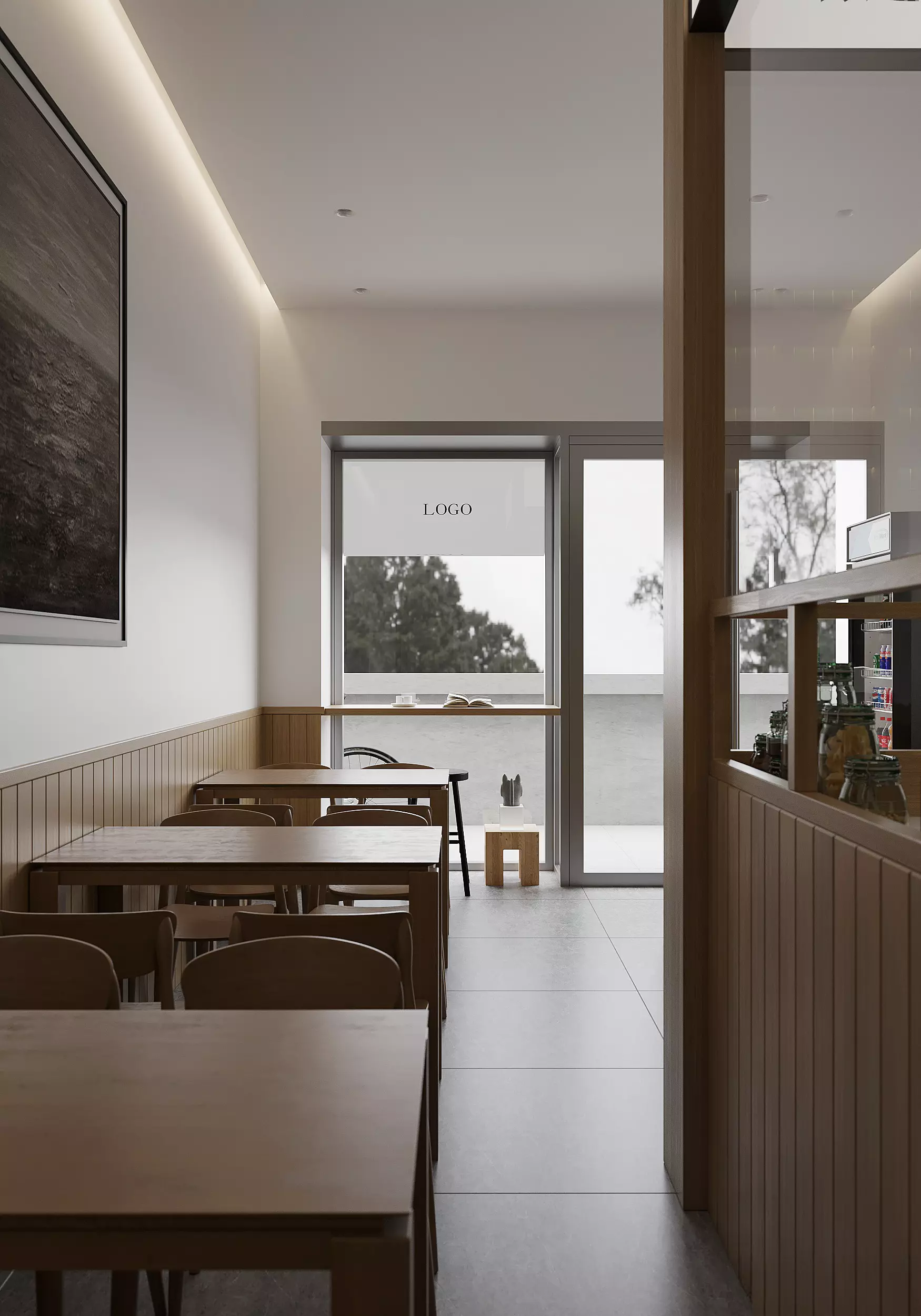 Minimal modern cafe dining interio 3D model